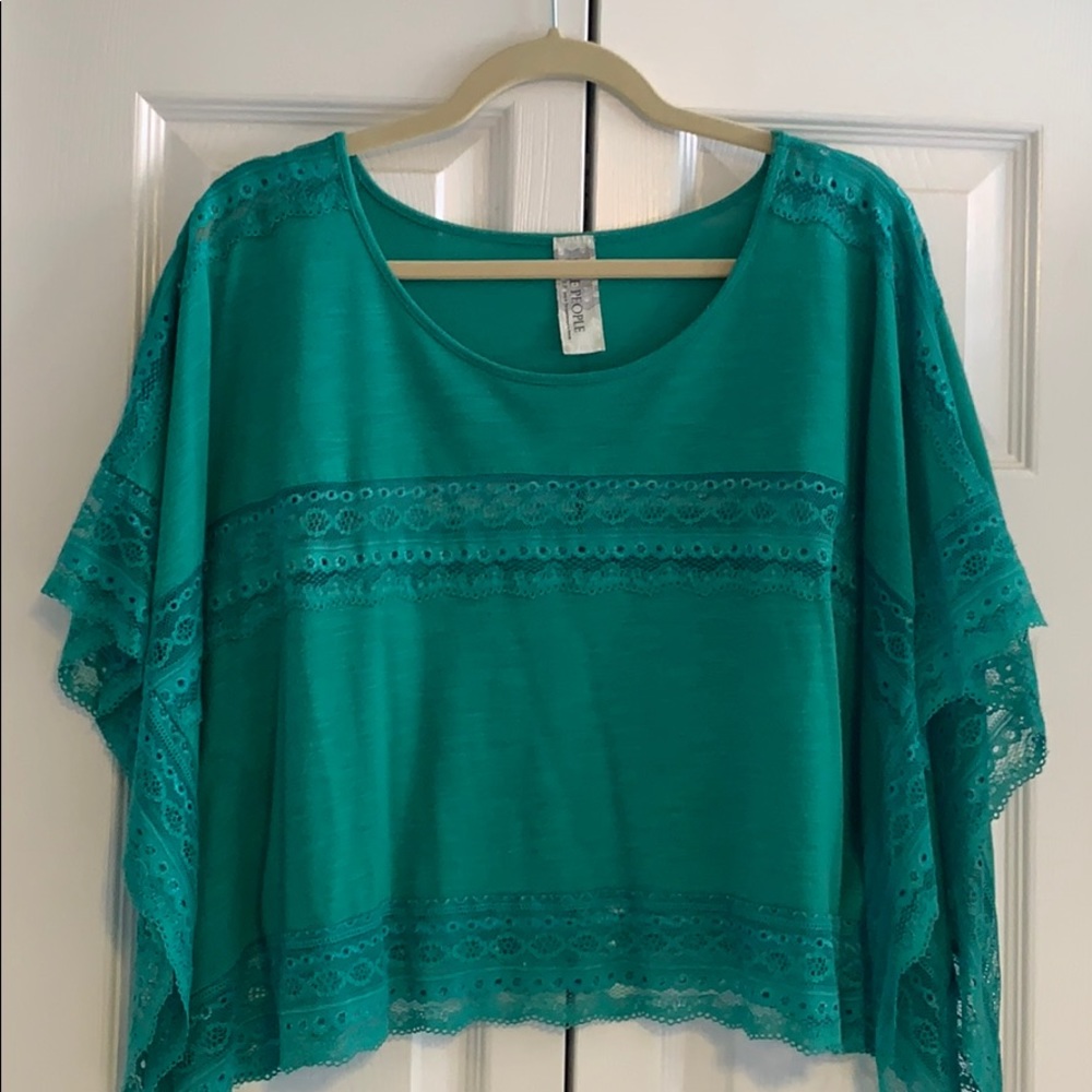 Green lace blouse